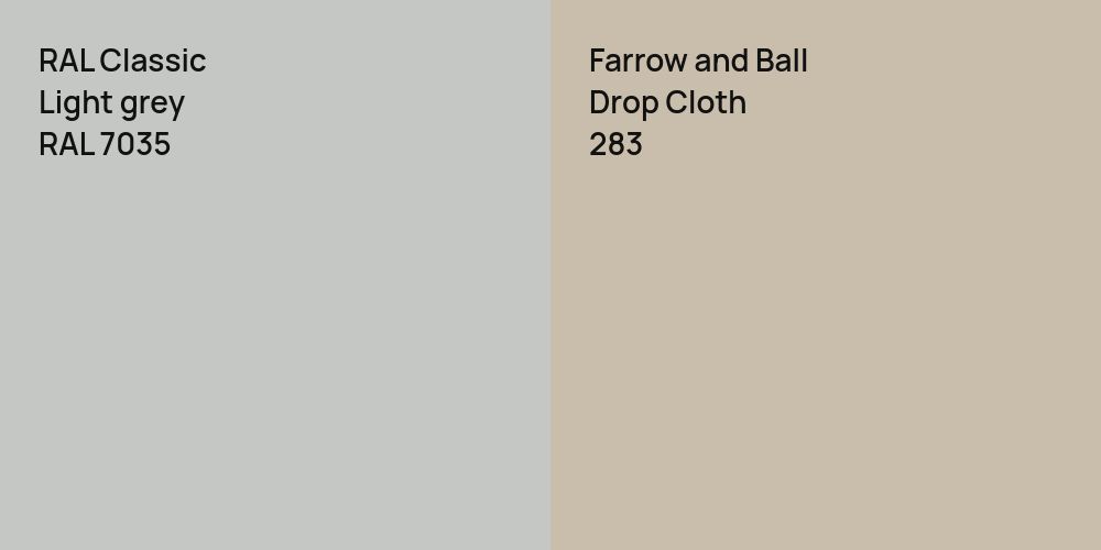 RAL Classic  Light grey vs. Farrow and Ball Drop Cloth