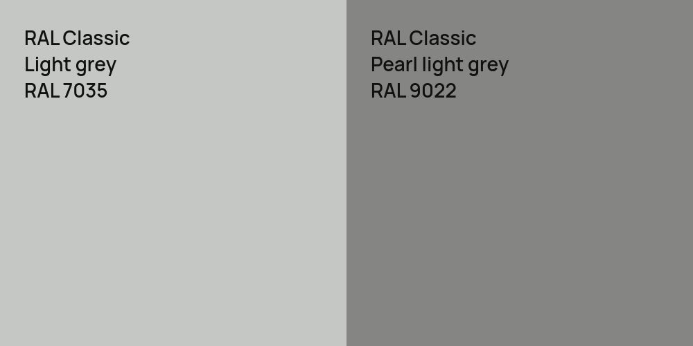 RAL Classic  Light grey vs. RAL Classic  Pearl light grey