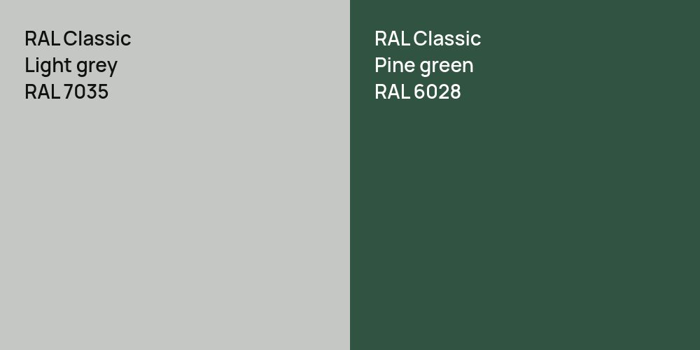 RAL Classic  Light grey vs. RAL Classic  Pine green