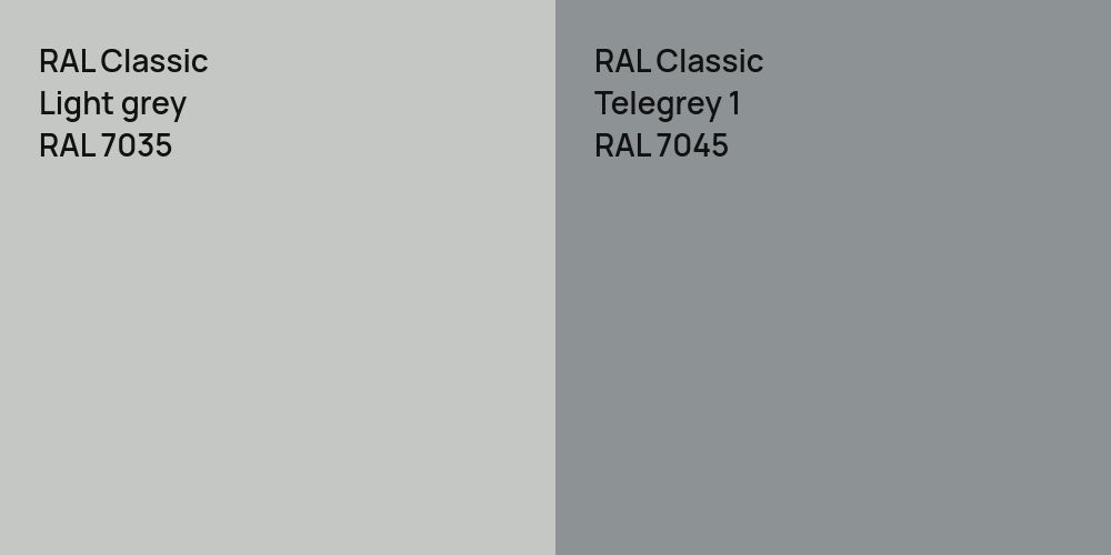 RAL Classic  Light grey vs. RAL Classic  Telegrey 1