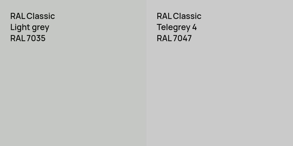 RAL Classic  Light grey vs. RAL Classic Telegrey 4