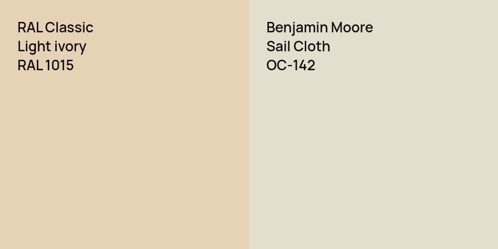 RAL Classic  Light ivory vs. Benjamin Moore Sail Cloth