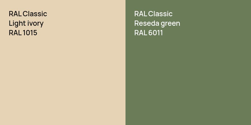 RAL Classic  Light ivory vs. RAL Classic  Reseda green