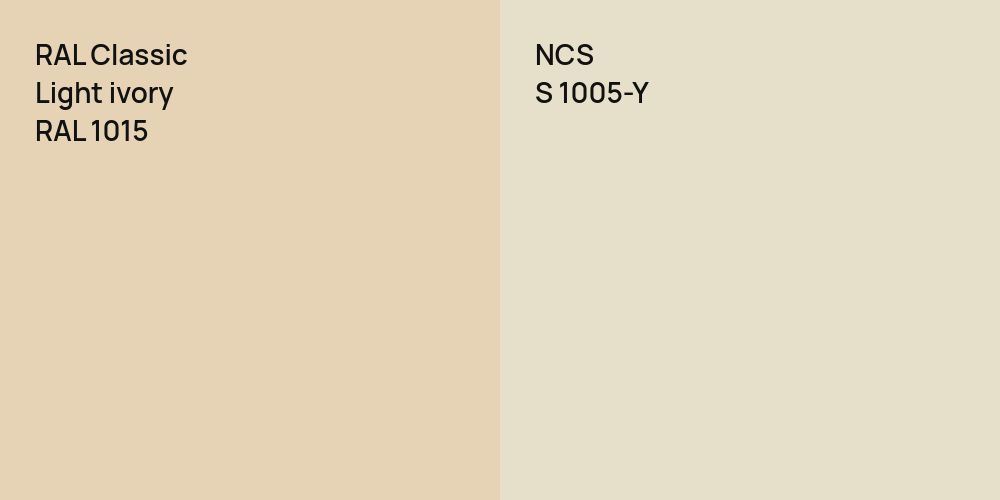 RAL Classic  Light ivory vs. NCS S 1005-Y