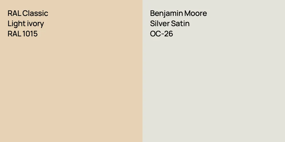 RAL Classic  Light ivory vs. Benjamin Moore Silver Satin