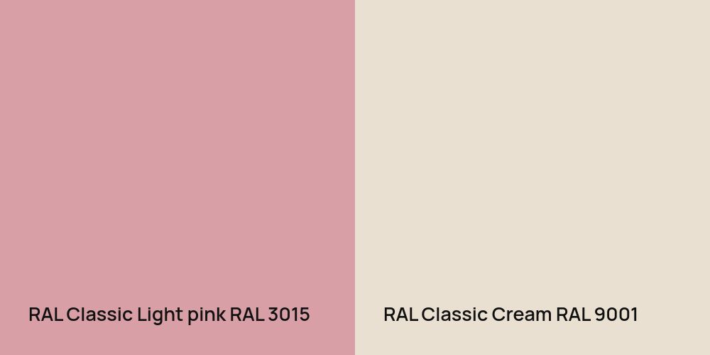 RAL Classic  Light pink vs. RAL Classic  Cream