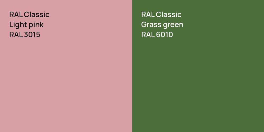 RAL Classic  Light pink vs. RAL Classic  Grass green