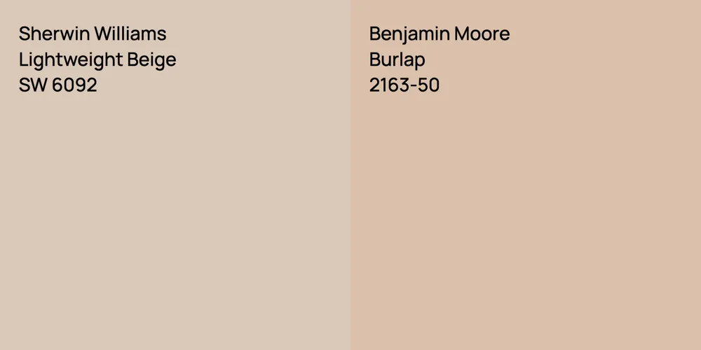 Sherwin Williams Lightweight Beige vs. Benjamin Moore Burlap