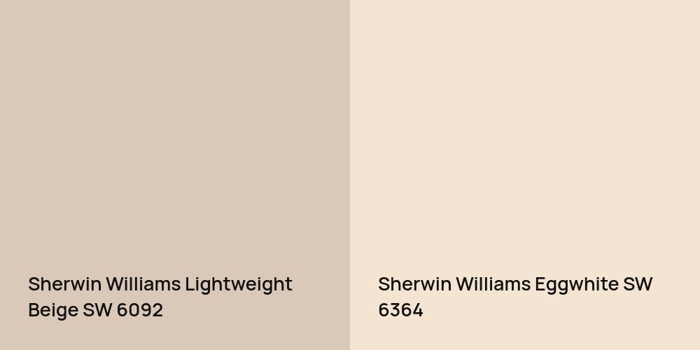 Sherwin Williams Lightweight Beige vs. Sherwin Williams Eggwhite