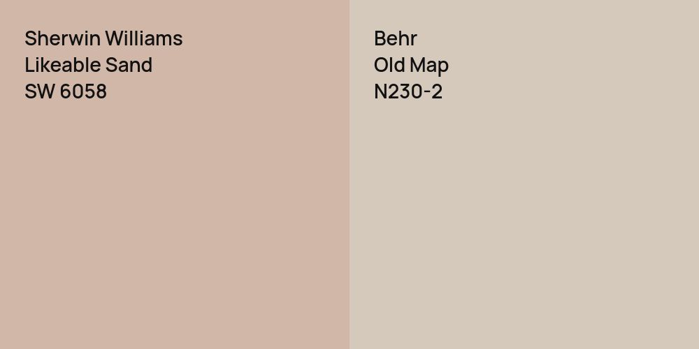 Sherwin Williams Likeable Sand vs. Behr Old Map