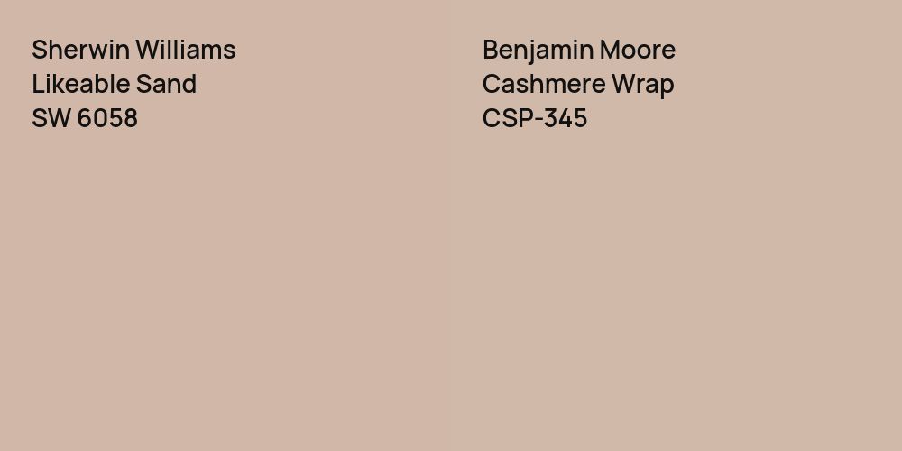 Sherwin Williams Likeable Sand vs. Benjamin Moore Cashmere Wrap