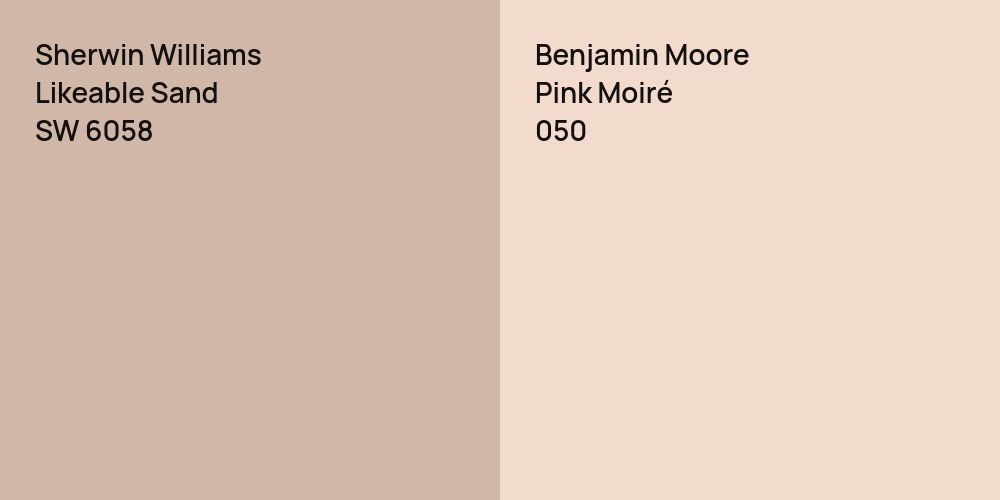 Sherwin Williams Likeable Sand vs. Benjamin Moore Pink Moiré