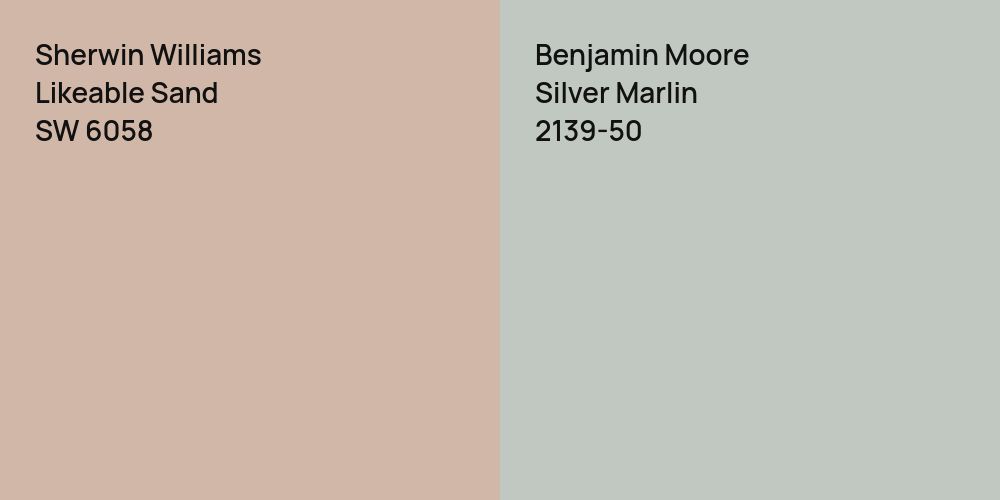 Sherwin Williams Likeable Sand vs. Benjamin Moore Silver Marlin