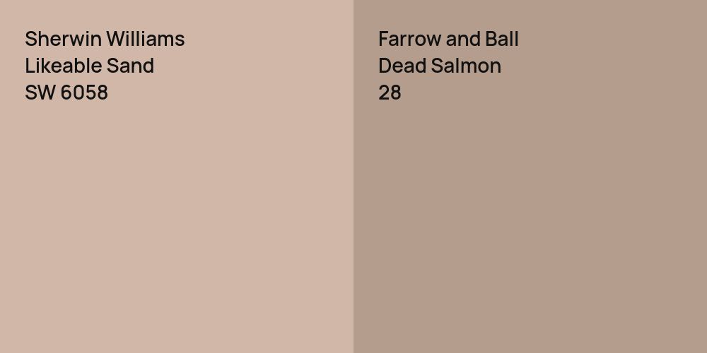 Sherwin Williams Likeable Sand vs. Farrow and Ball Dead Salmon