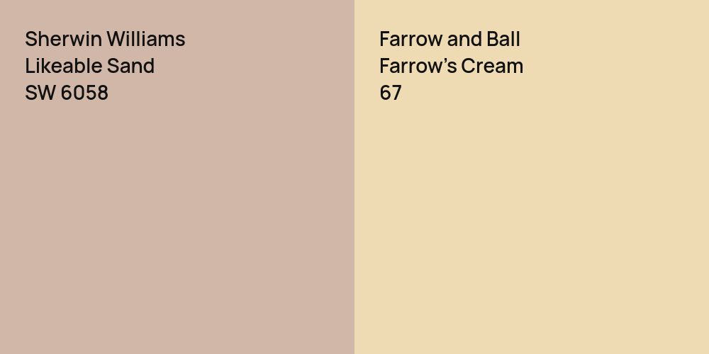 Sherwin Williams Likeable Sand vs. Farrow and Ball Farrow's Cream