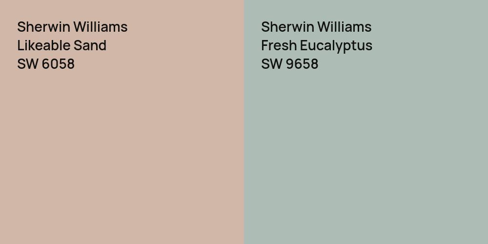 Sherwin Williams Likeable Sand vs. Sherwin Williams Fresh Eucalyptus