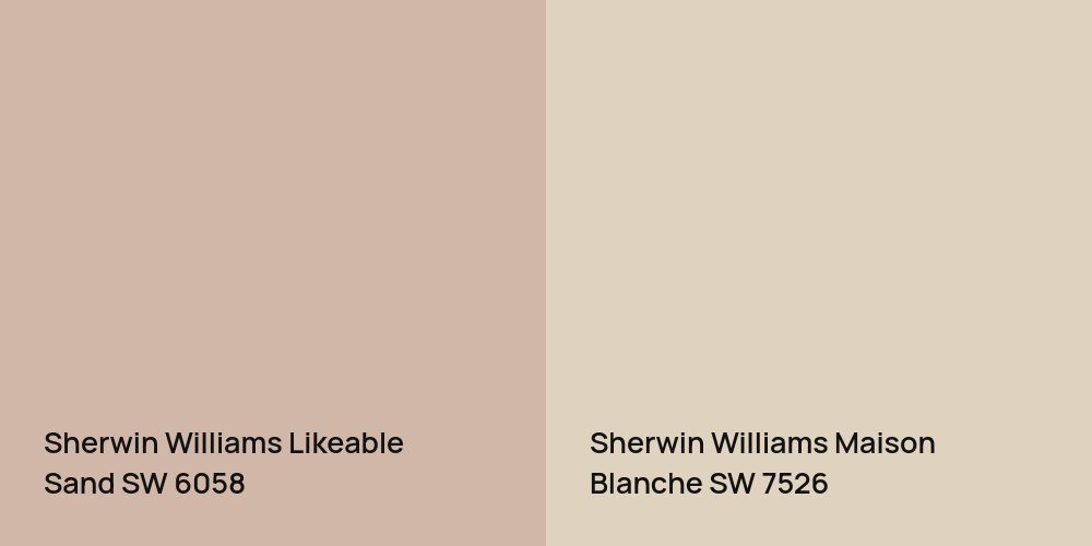 Sherwin Williams Likeable Sand vs. Sherwin Williams Maison Blanche