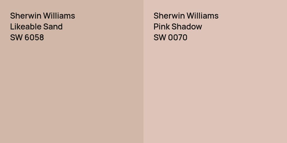 Sherwin Williams Likeable Sand vs. Sherwin Williams Pink Shadow