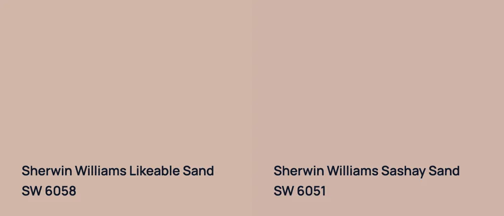Sherwin Williams Likeable Sand SW 6058 vs Sherwin Williams Sashay Sand SW 6051