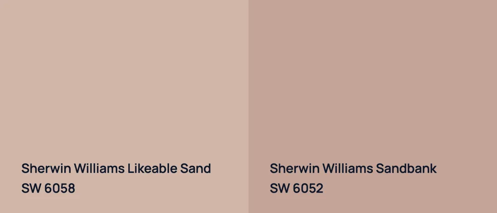 Sherwin Williams Likeable Sand SW 6058 vs Sherwin Williams Sandbank SW 6052