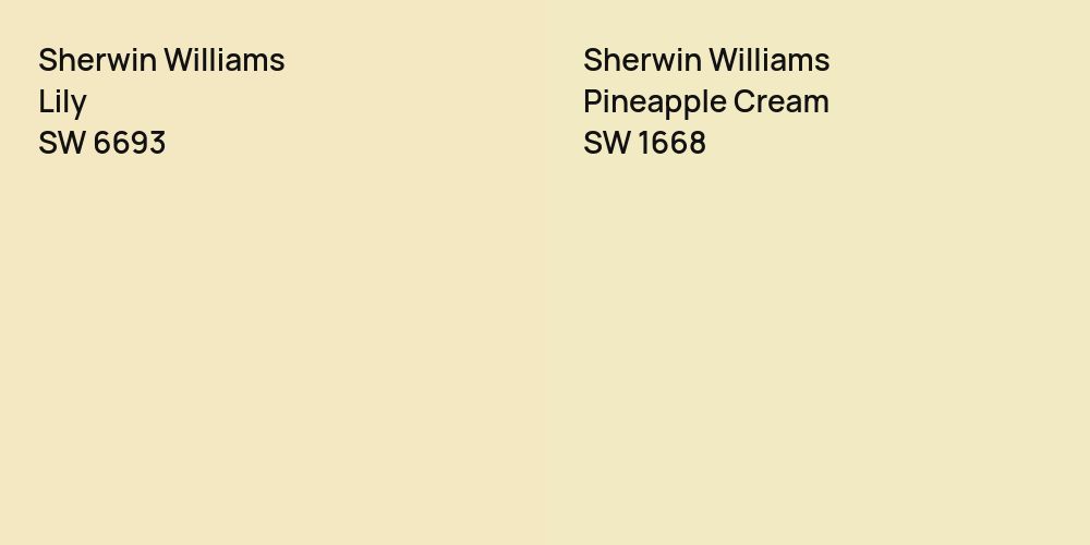 Sherwin Williams Lily vs. Sherwin Williams Pineapple Cream