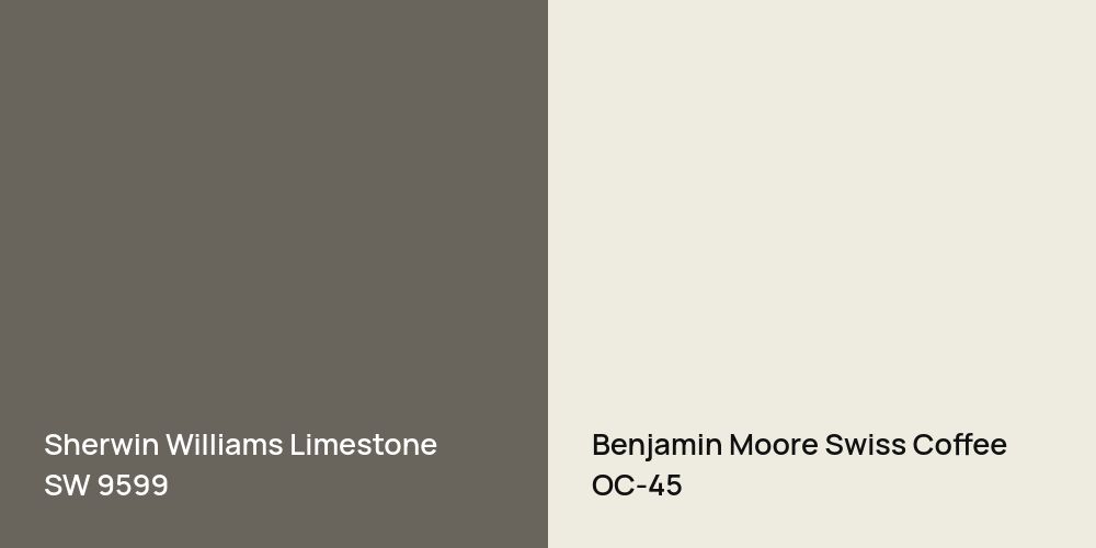 Sherwin Williams Limestone vs. Benjamin Moore Swiss Coffee