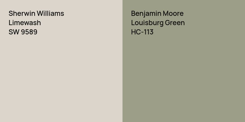 Sherwin Williams Limewash vs. Benjamin Moore Louisburg Green