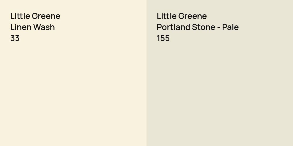 Little Greene Linen Wash vs. Little Greene Portland Stone - Pale