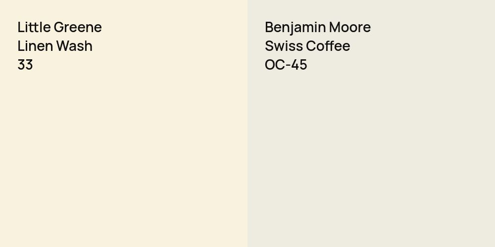 Little Greene Linen Wash vs. Benjamin Moore Swiss Coffee