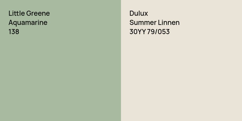 Little Greene Aquamarine vs. Dulux Summer Linnen