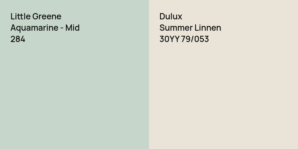 Little Greene Aquamarine - Mid vs. Dulux Summer Linnen