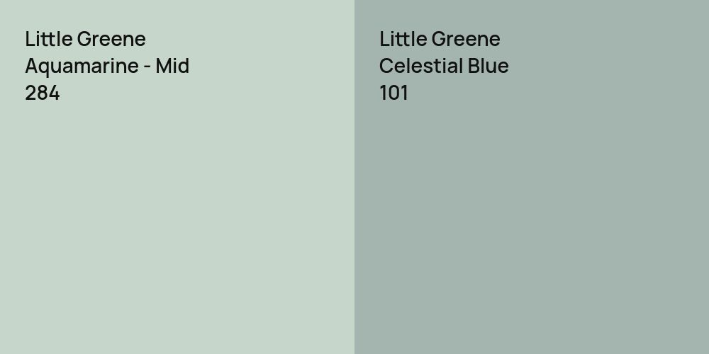 Little Greene Aquamarine - Mid vs. Little Greene Celestial Blue