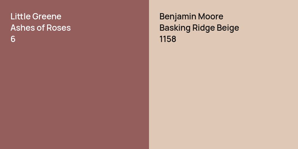 Little Greene Ashes of Roses vs. Benjamin Moore Basking Ridge Beige