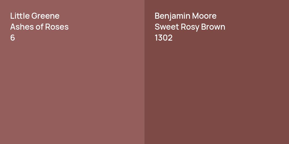 Little Greene Ashes of Roses vs. Benjamin Moore Sweet Rosy Brown