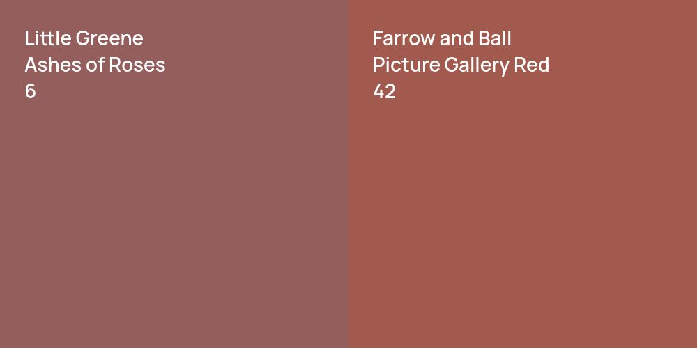 Little Greene Ashes of Roses vs. Farrow and Ball Picture Gallery Red