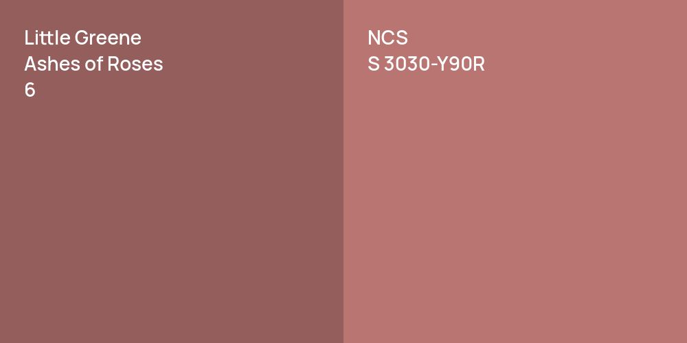 Little Greene Ashes of Roses vs. NCS S 3030-Y90R