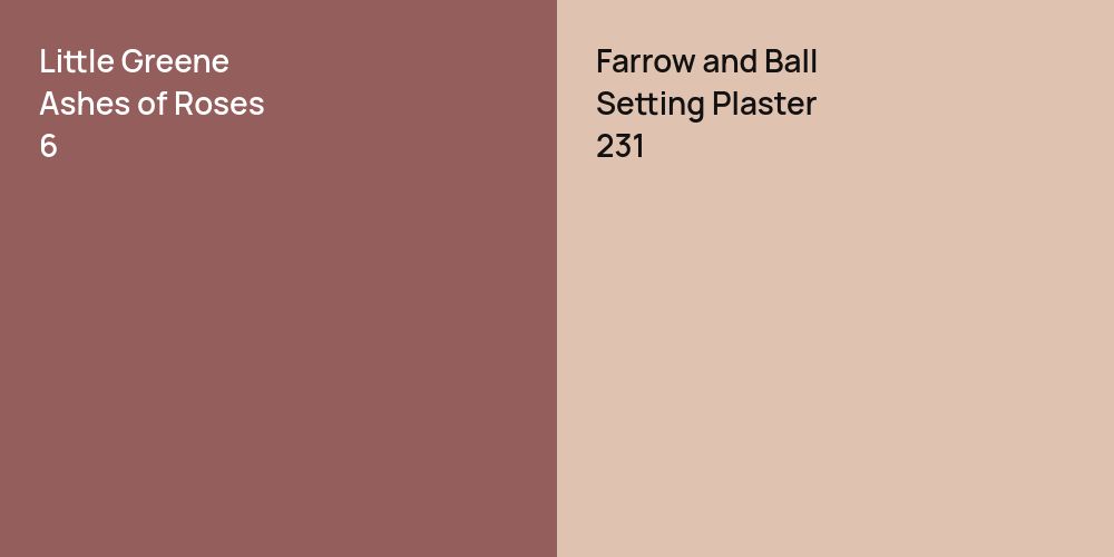 Little Greene Ashes of Roses vs. Farrow and Ball Setting Plaster