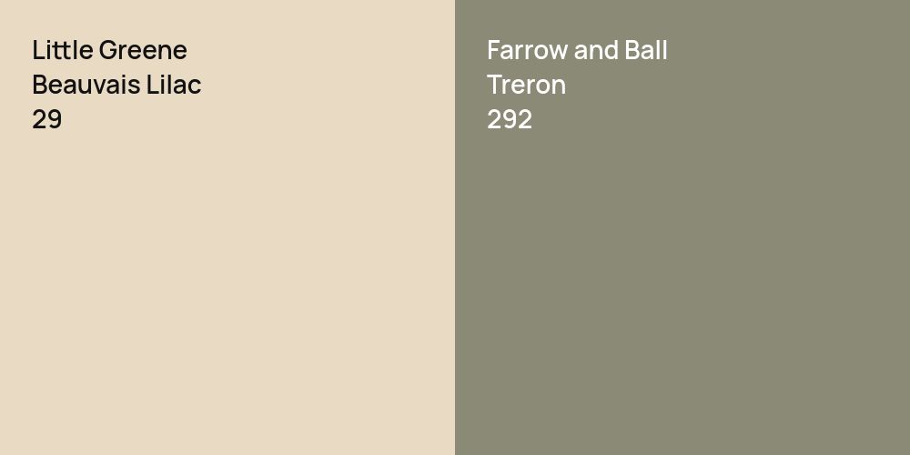 Little Greene Beauvais Lilac vs. Farrow and Ball Treron