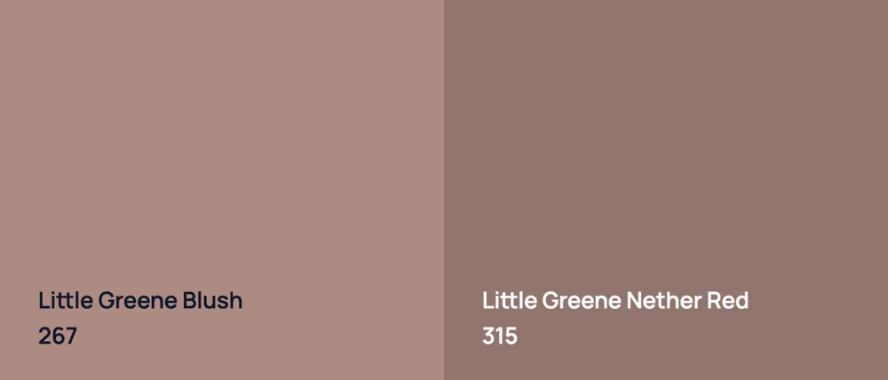 Little Greene Blush 267 vs Little Greene Nether Red 315