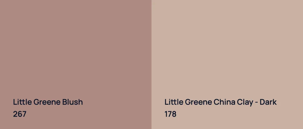 Little Greene Blush 267 vs Little Greene China Clay - Dark 178