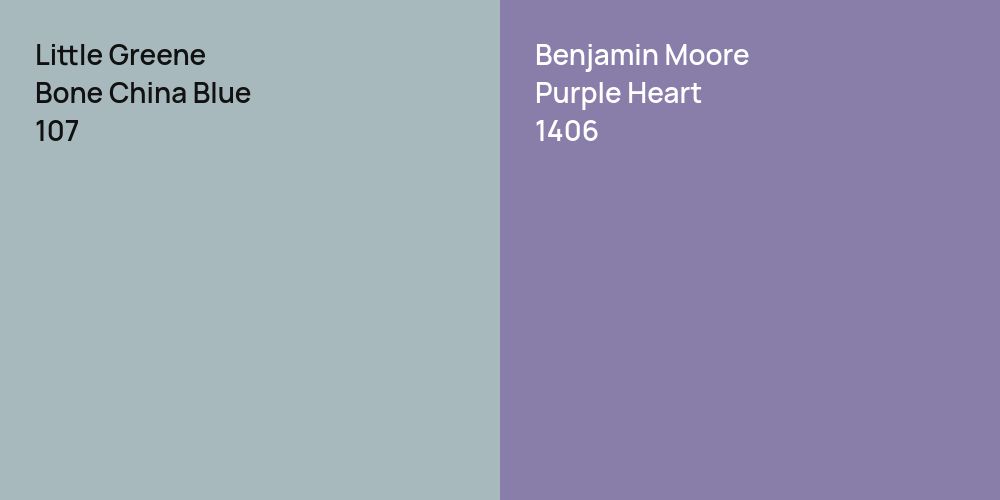 Little Greene Bone China Blue vs. Benjamin Moore Purple Heart