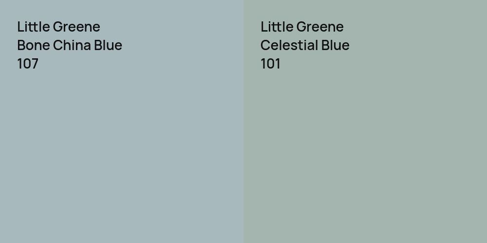 Little Greene Bone China Blue vs. Little Greene Celestial Blue