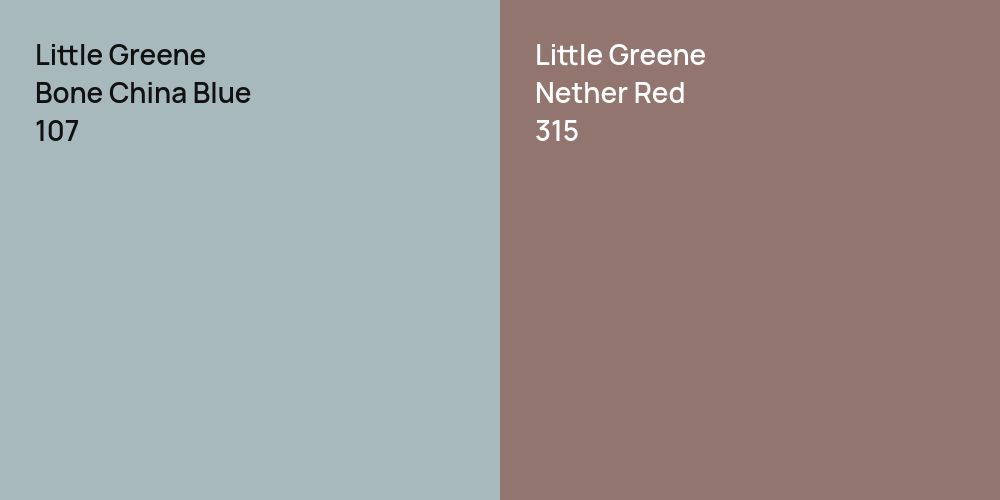 Little Greene Bone China Blue vs. Little Greene Nether Red