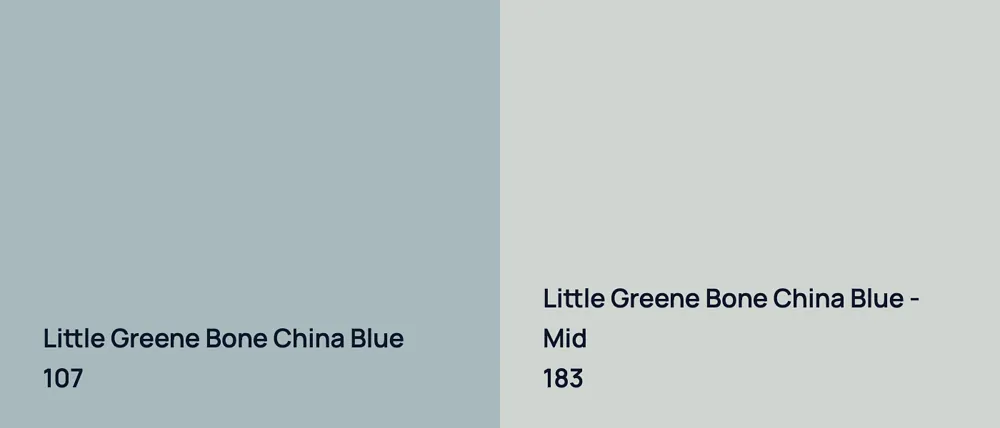 Little Greene Bone China Blue 107 vs Little Greene Bone China Blue - Mid 183