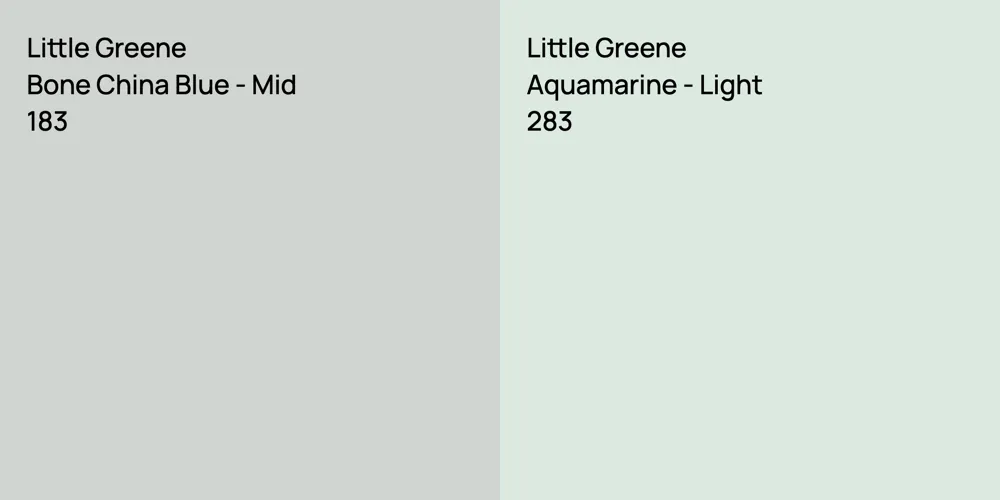 Little Greene Bone China Blue - Mid vs. Little Greene Aquamarine - Light