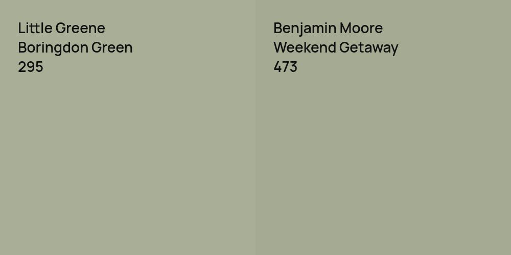 Little Greene Boringdon Green vs. Benjamin Moore Weekend Getaway