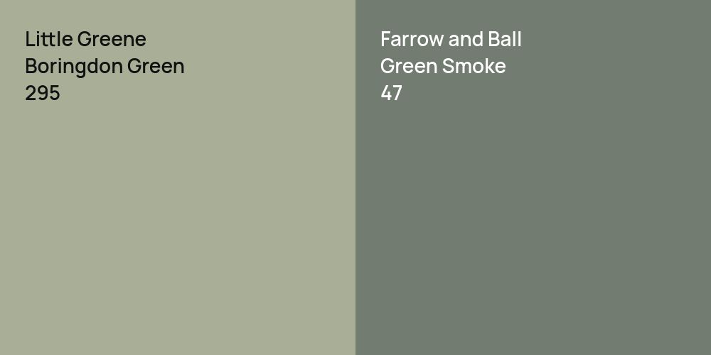 Little Greene Boringdon Green vs. Farrow and Ball Green Smoke