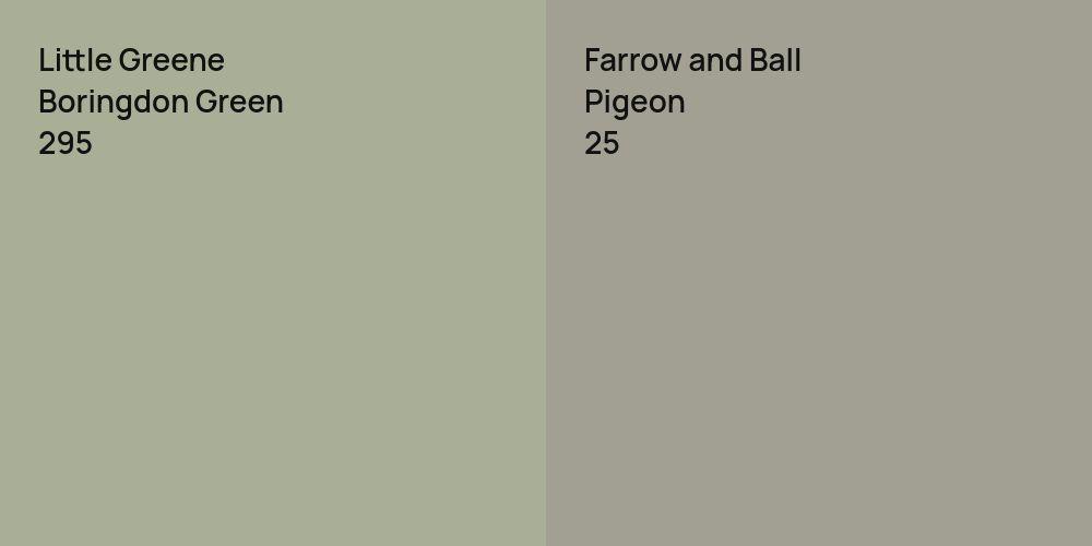 Little Greene Boringdon Green vs. Farrow and Ball Pigeon