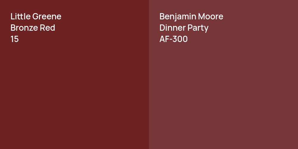 Little Greene Bronze Red vs. Benjamin Moore Dinner Party