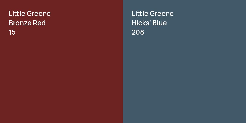 Little Greene Bronze Red vs. Little Greene Hicks' Blue